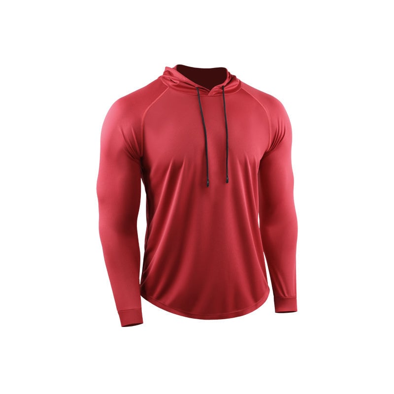 Men's Solid Long Sleeve Drawstring Hoodie Tee