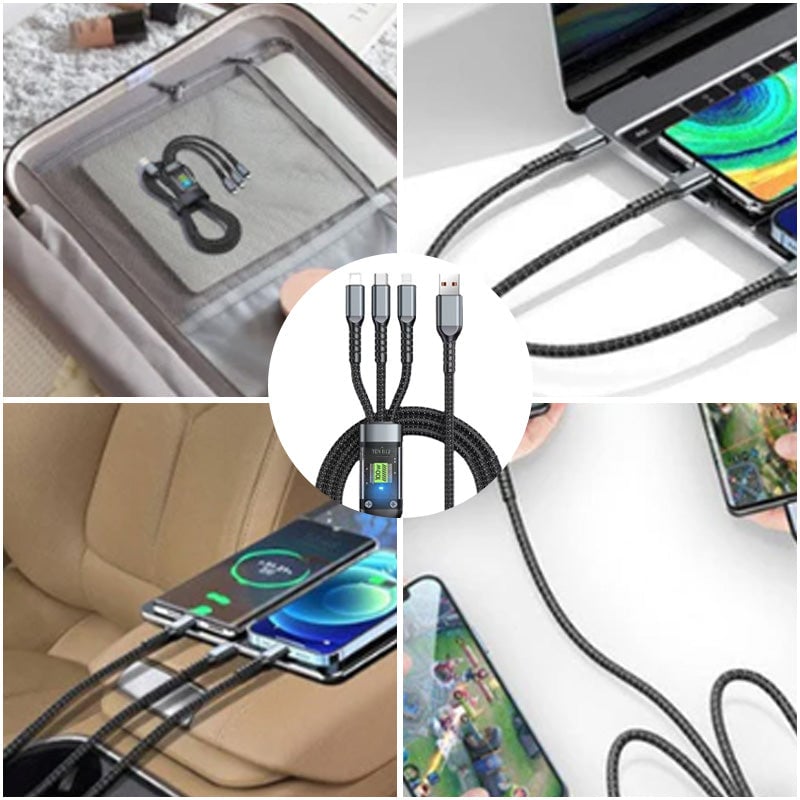 Three-in-One Braided Data Cable