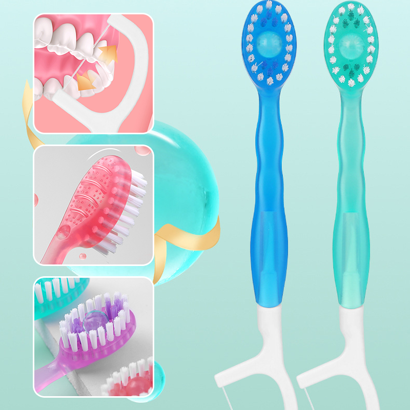 Toothpaste Pick Mini Toothbrush 5 in 1 Tool (Toothpaste + Floss + Pick + Tongue Scrape ...