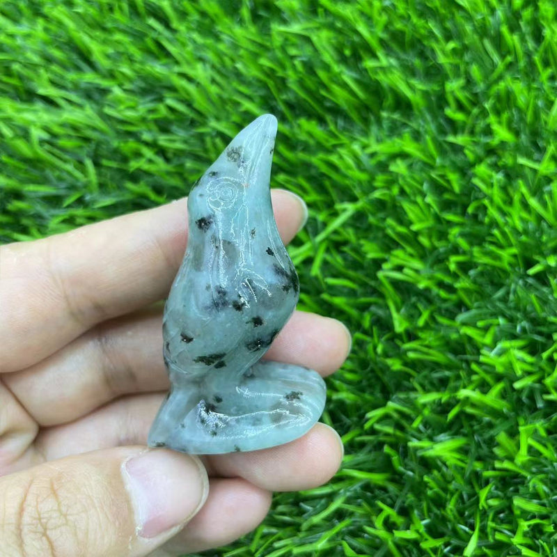Gemstone Carved Crow Ornament