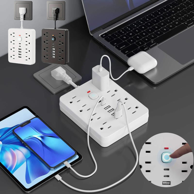 14-in-1 Multifunctional Power Strip with USB & USB-C Ports