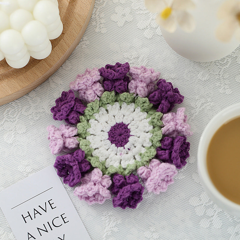 Hand Knit Crochet Suzuran Flower Coaster
