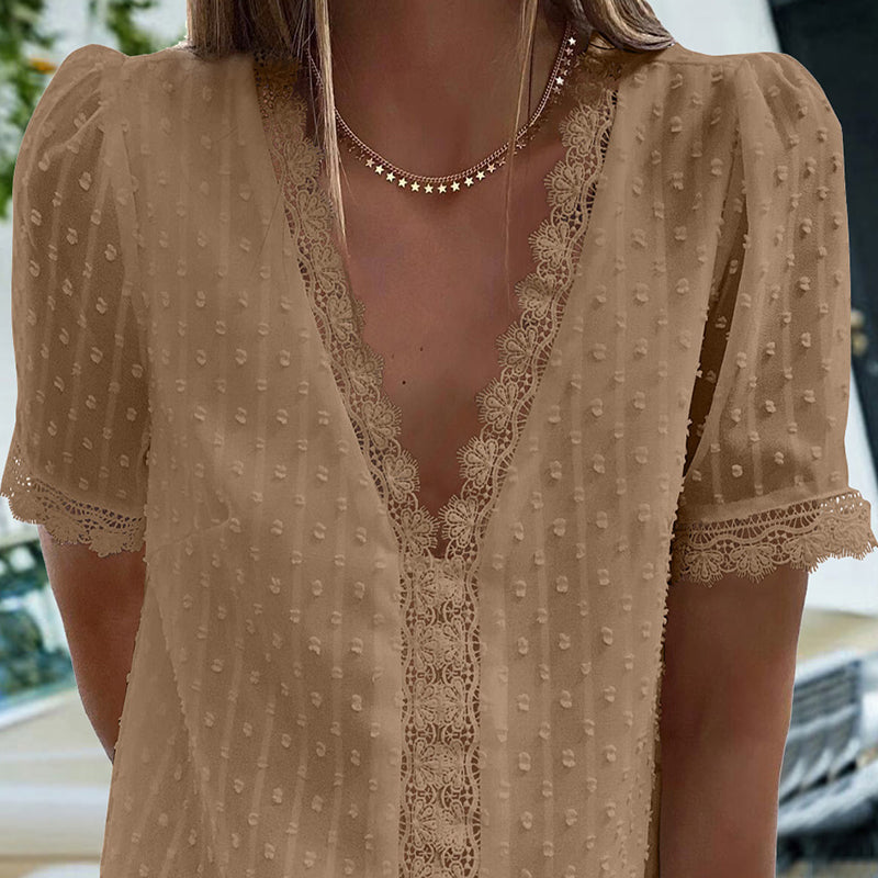 Lilyrhyme™ Sexy Lace V Neck Top