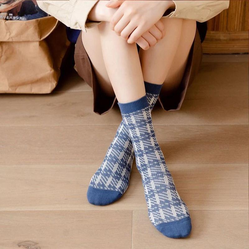 Lilyrhyme™ Retro Plaid Knitted Socks