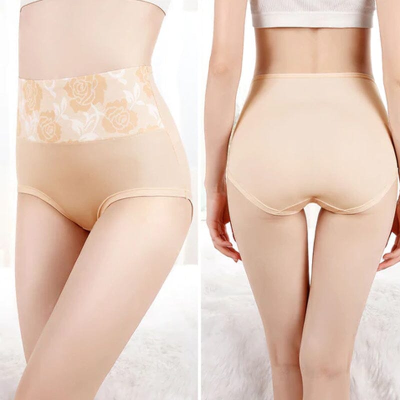 High Waist Cotton Print Flower Briefs