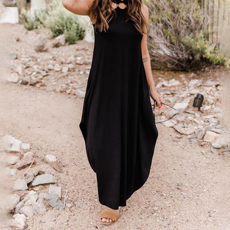 Off Shoulder Halter Long Dress