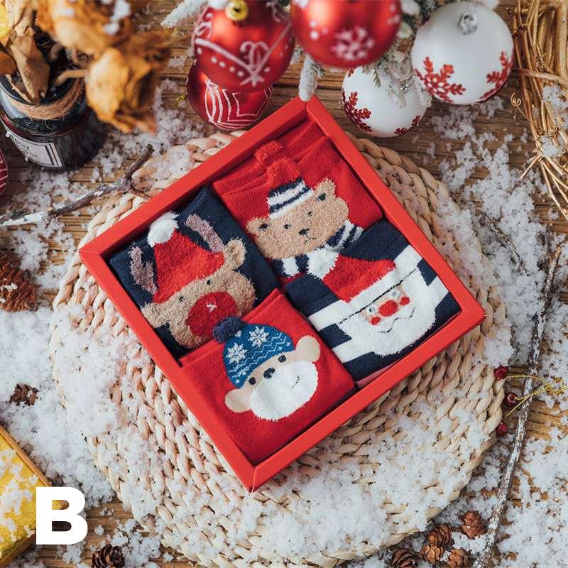 Christmas-themed Socks Gift Box (4 Pairs)