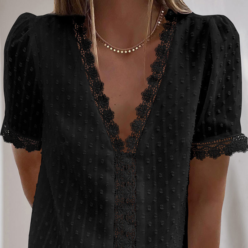Lilyrhyme™ Sexy Lace V Neck Top