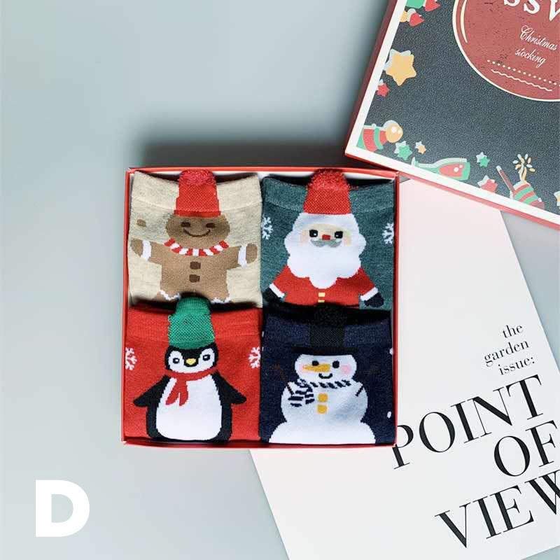 Christmas-themed Socks Gift Box (4 Pairs)