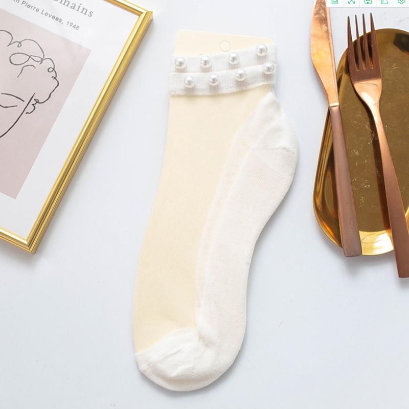 Lilyrhyme™ Women Pearl Fishnet Ankle High Socks, 2PCS