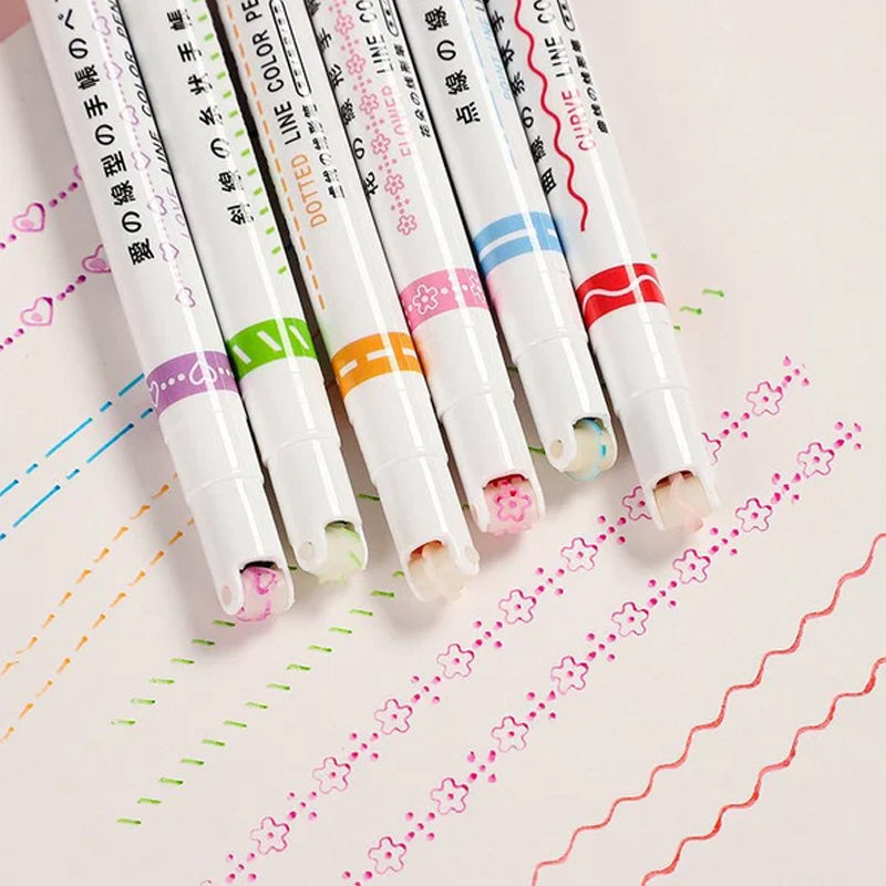 Curve Highlighter Pen Set, 6pcs