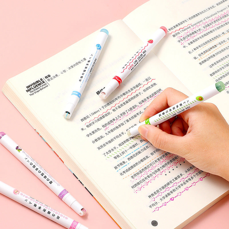 Curve Highlighter Pen Set, 6pcs