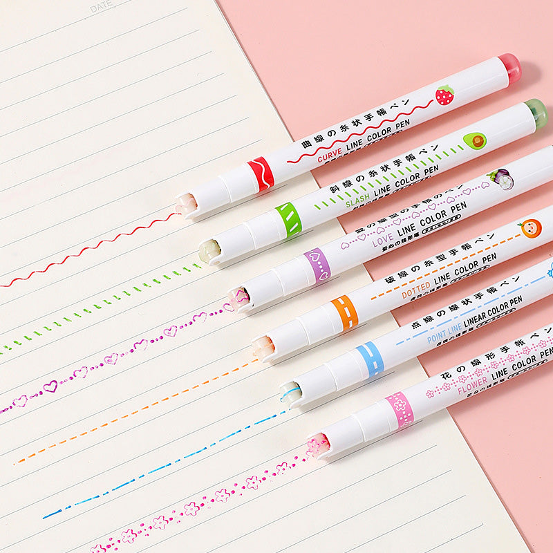 Curve Highlighter Pen Set, 6pcs