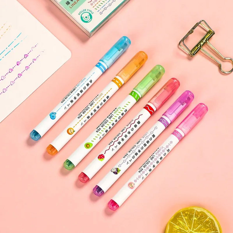 Curve Highlighter Pen Set, 6pcs