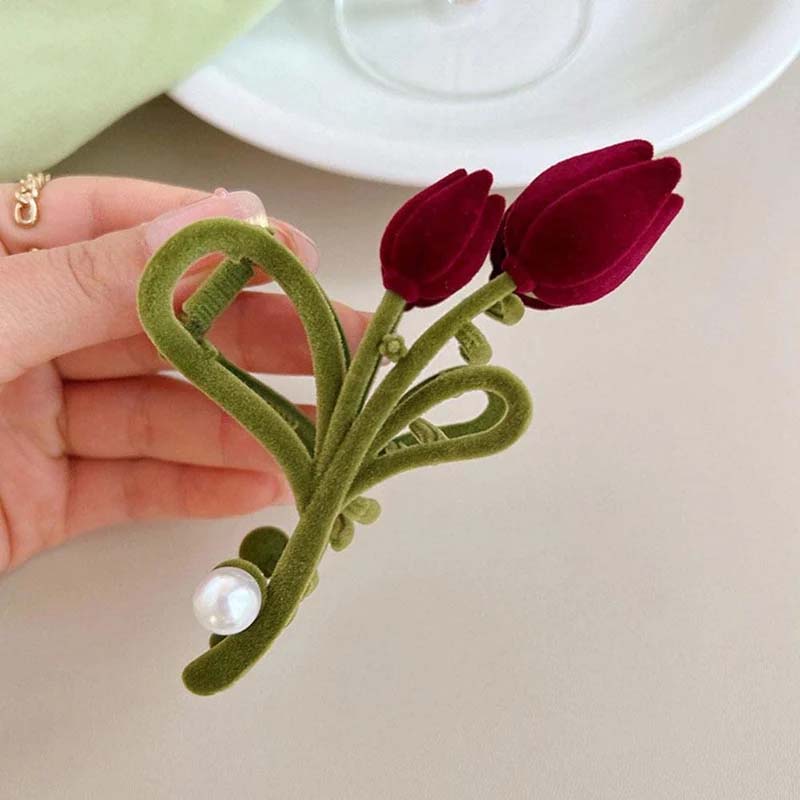 Elegant Velvet Tulip Hair Claw Clip