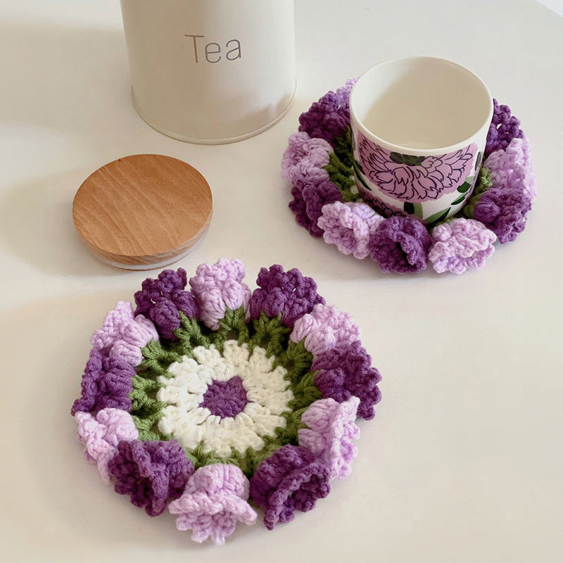 Hand Knit Crochet Suzuran Flower Coaster