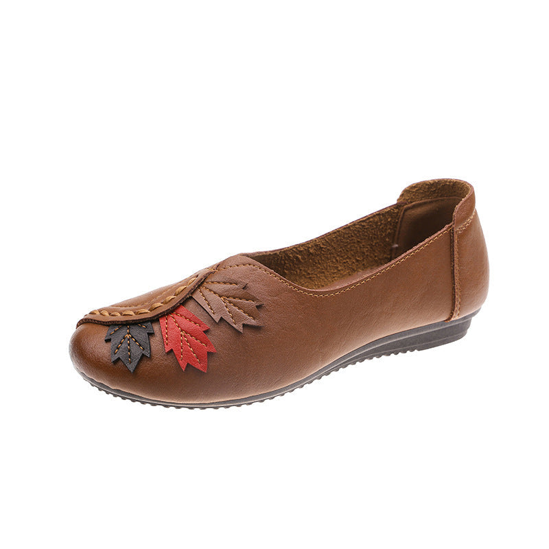 Women's Embroidered Low Heel Slip-On Shoes