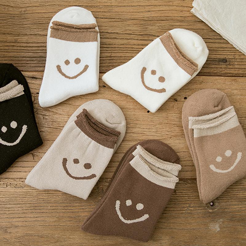 Lilyrhyme™ Lovely Smile Face Cotton Socks, 5 pairs