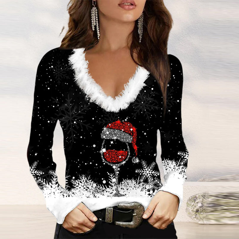 Long Sleeve Blouse With V-neck
