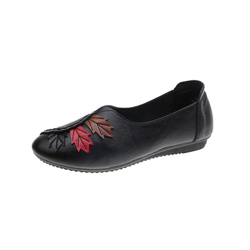 Women's Embroidered Low Heel Slip-On Shoes