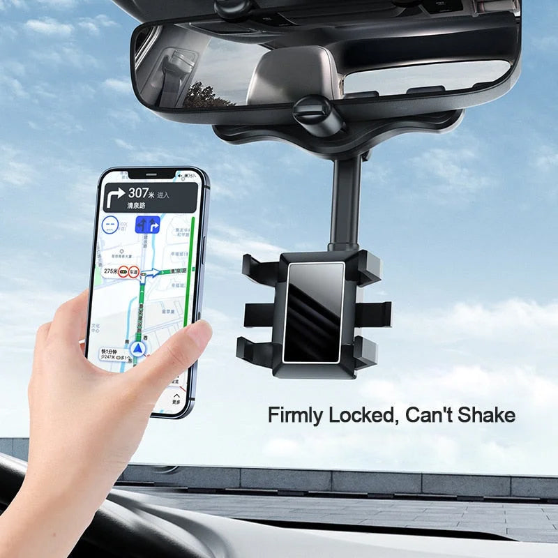 Multifunctional 360 Rotatable Car Rearview Mirror Phone Holder