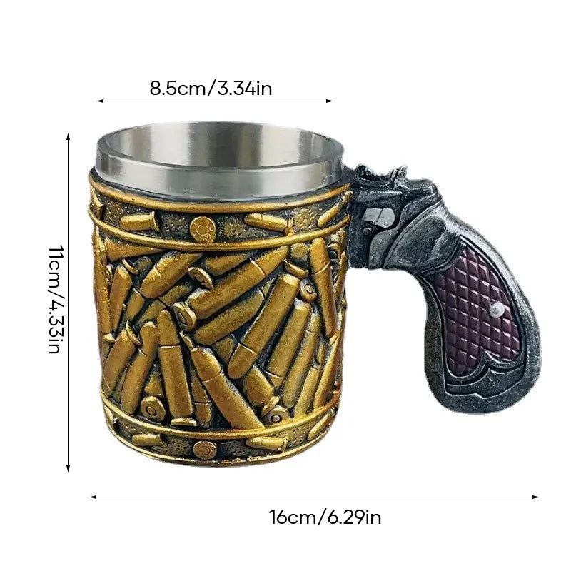 Stainless Steel Bullet Pattern Beer Mug