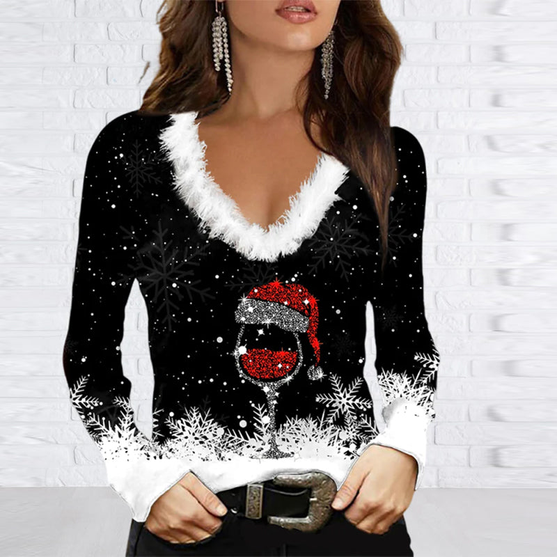 Long Sleeve Blouse With V-neck