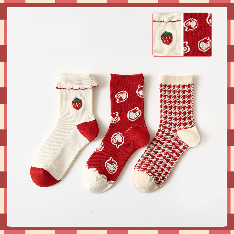 Lilyrhyme™ Socks - Red mood, 3 pairs