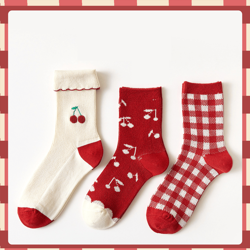 Lilyrhyme™ Socks - Red mood, 3 pairs