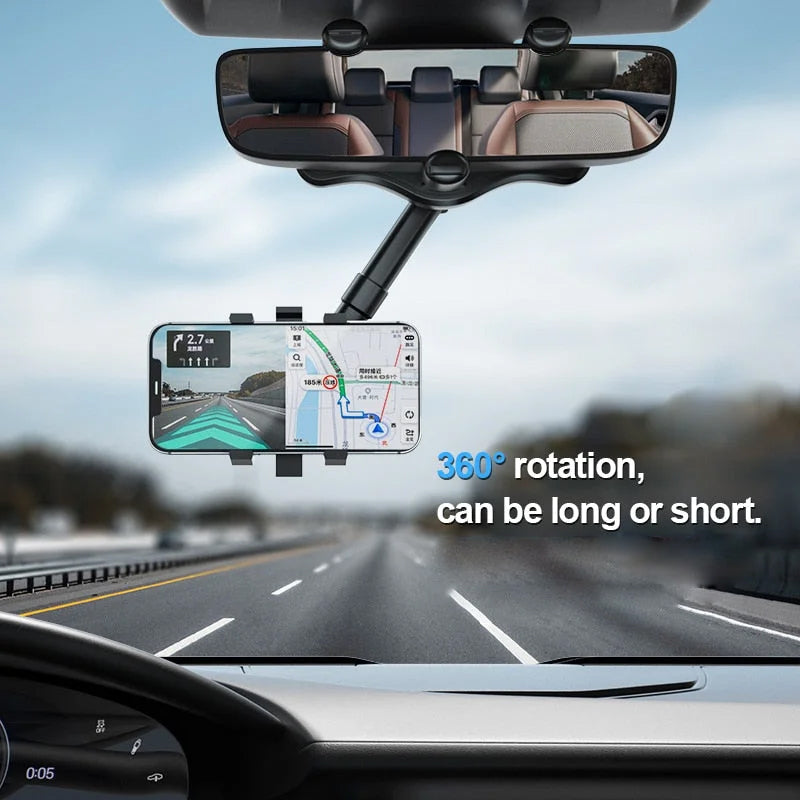 Multifunctional 360 Rotatable Car Rearview Mirror Phone Holder