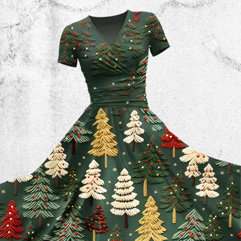 Women's Christmas Tree Print Design Maxi Dress