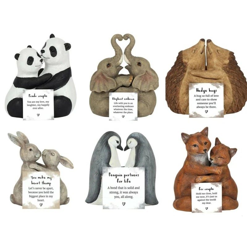 Animal Love Couple Cuddling Pair Figurine