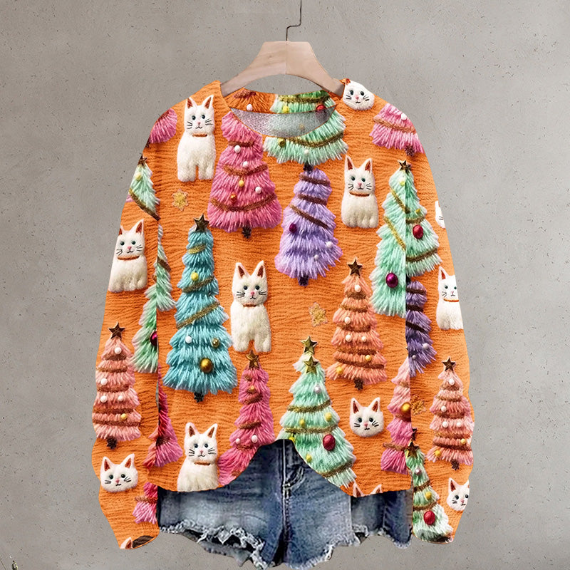 Christmas Tree Cute Cat 3D Print Sweater
