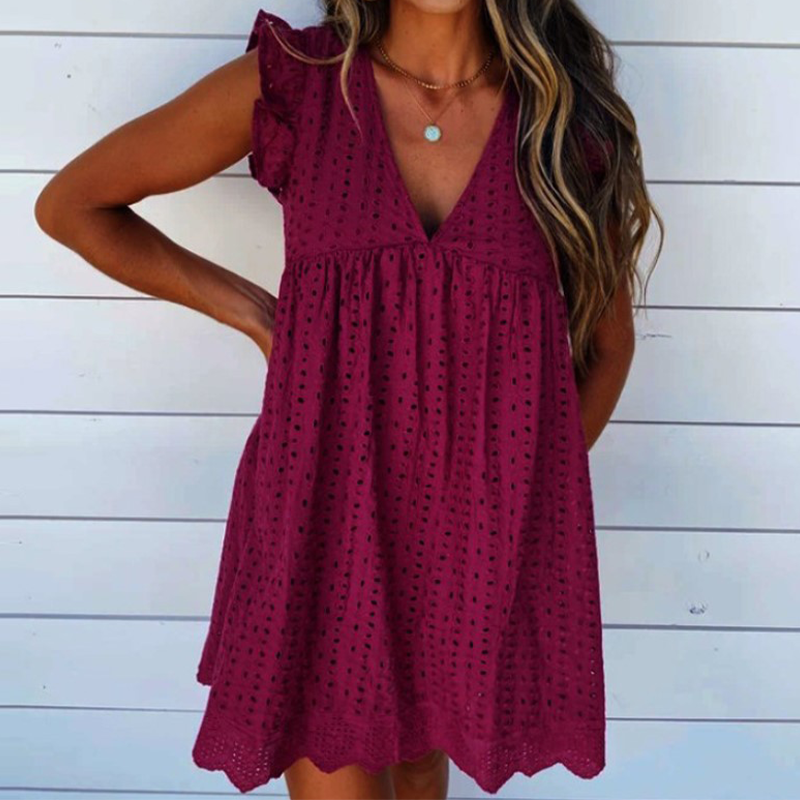 Women's V-Neck Hollow Dress