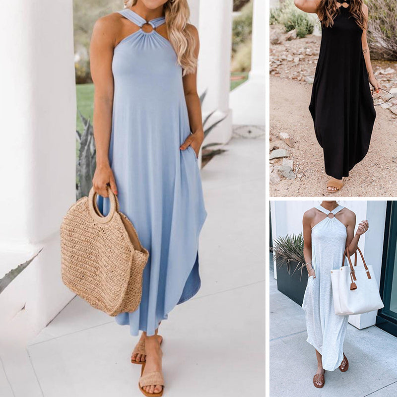 Off Shoulder Halter Long Dress