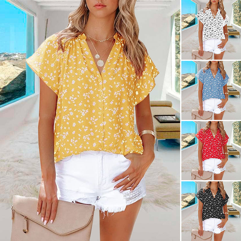 V -neck printing female shirt