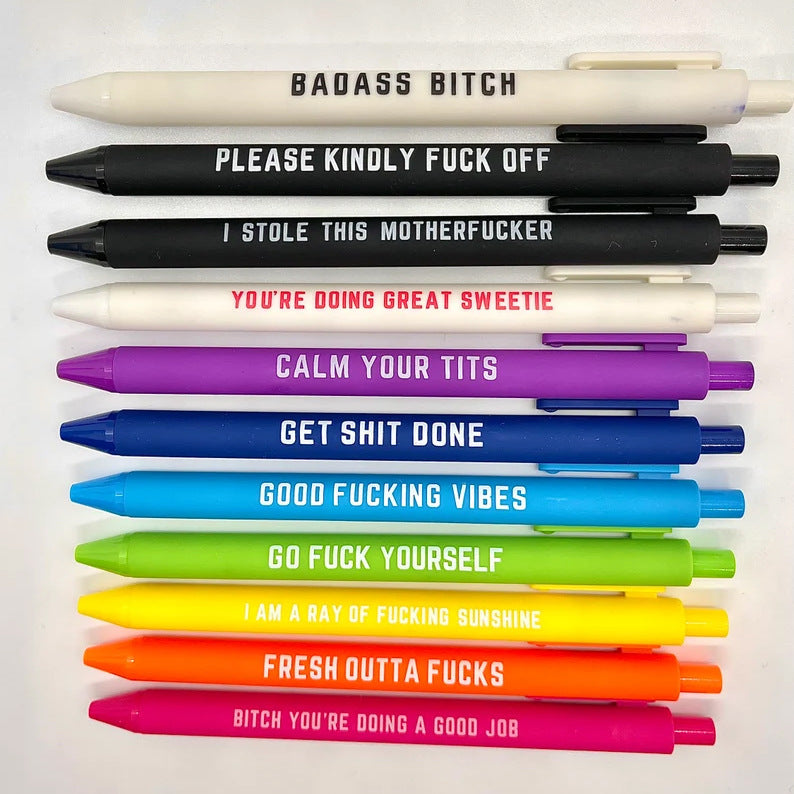 11 Pcs SwearWord Funny Pens