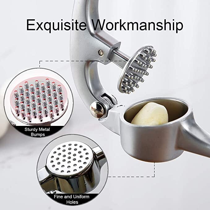 No Need to Remove Garlic Peel - Premium Garlic Press with Soft Easy-Squeeze Ergonomic Handle